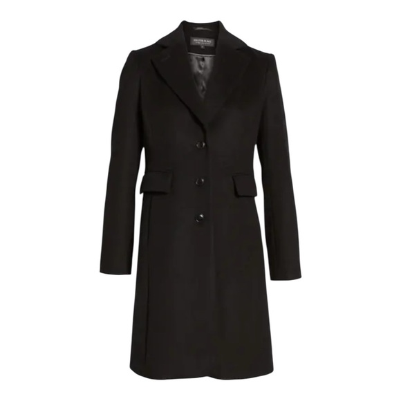 NWT Kristen Blake Walking Coat Wool Blend Notch Lapel Single Breasted Black 8 - Picture 1 of 16